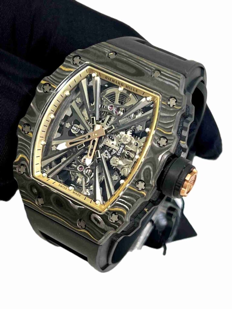 Richard Mille RM 12-01 black and gold bazel super clone replica watches in Dubai