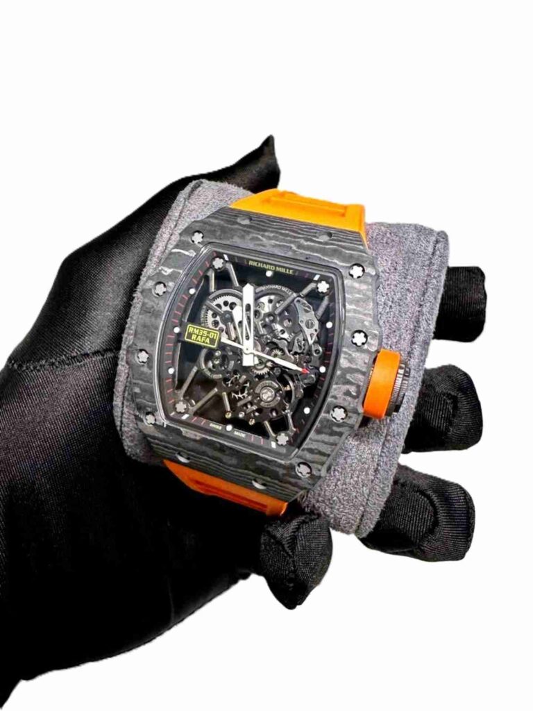 Richard Mille RM 35-01 rafa black bazel with orange strap super clone watches in Dubai
