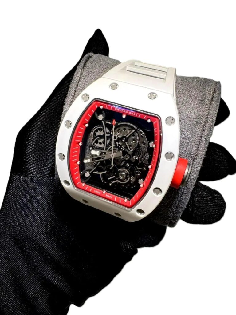 RICHARD MILLE RM 055 white with red marking super clone 1:1 Slim watch with complete working
