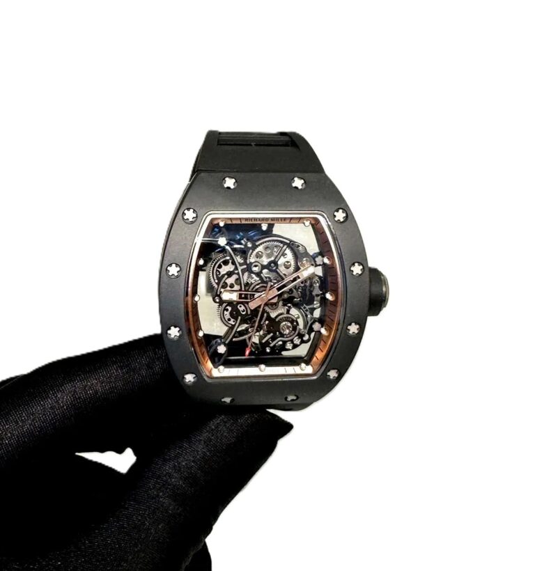 RICHARD MILLE RM 055 BLACK WATCH WITH ROSE GOLD MARKING super clone 1:1 Slim watch with complete working