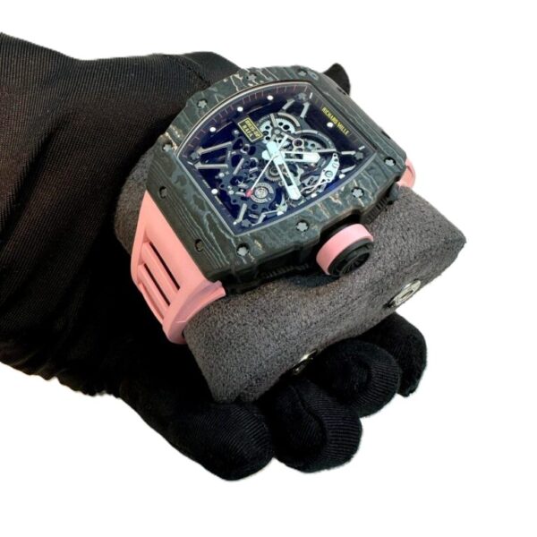RICHARD MILLE RM 35-02 CARBON WITH PINK RUBBER STRAP super clone 1:1 SLIM watch