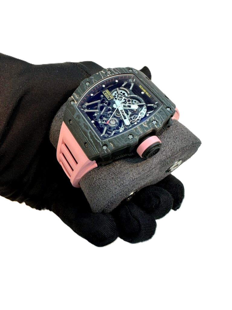 RICHARD MILLE RM 35-02 CARBON WITH PINK RUBBER STRAP super clone 1:1 SLIM watch