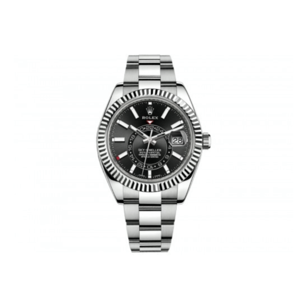 ROLEX SKY DWELLER BLACK DIAL FULL STEEL SUPER CLONE WATCH