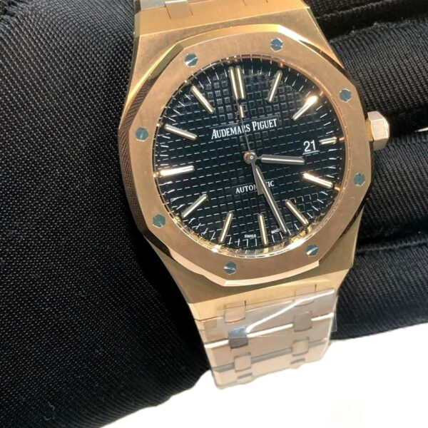 Audemars Piguet Royal Oak Rose Gold Black Dial 15400 model super master clone watch