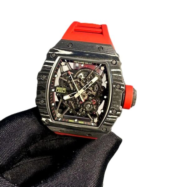 RICHARD MILLE RM 35-02 RAFAEL NADAL RED CARBON with complete working inside super clone 1:1 SLIM watch