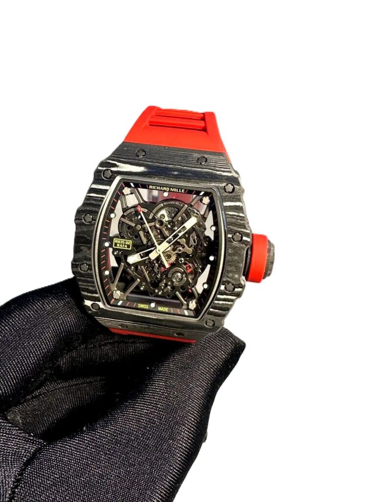 RICHARD MILLE RM 35-02 RAFAEL NADAL RED CARBON with complete working inside super clone 1:1 SLIM watch
