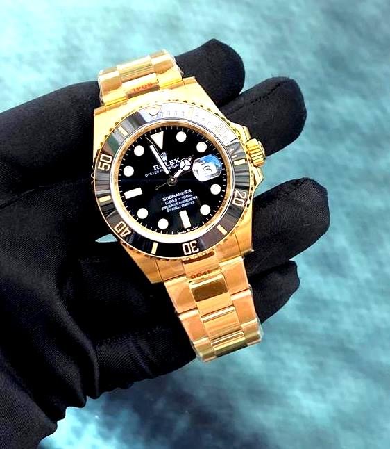 ROLEX SUBMARINER BLACK DIAL FULL GOLD SUPER CLONE WATCH