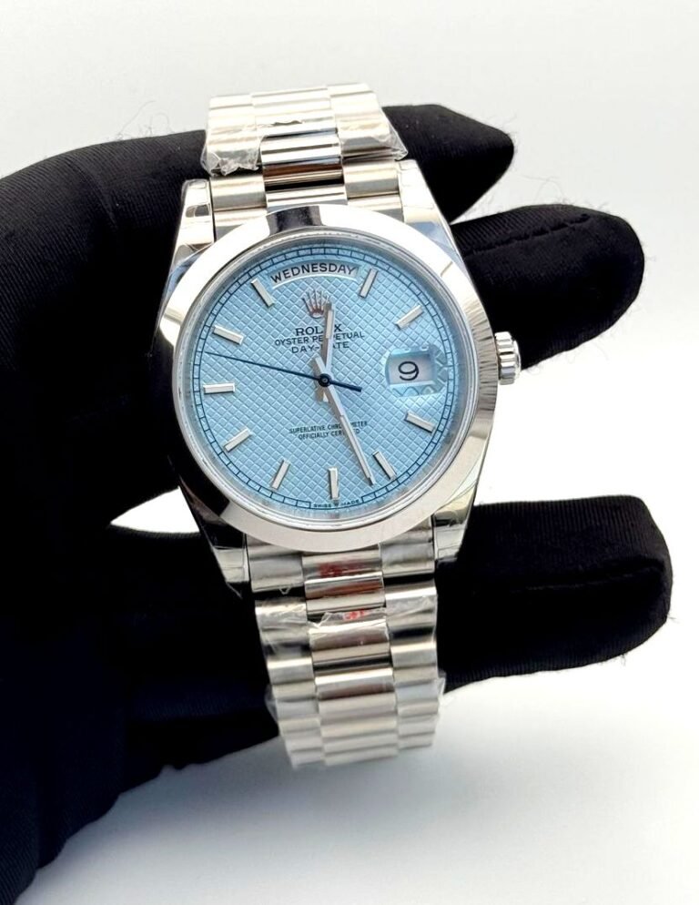 Replica Rolex Day-Date 40 Platinum Ice Blue Dial super clone watches in dubai