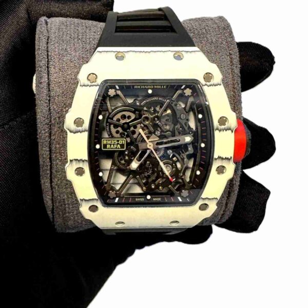 Richard Mille RM 35-01 white watch with Black rubber strap super clone 1:1 watches in Dubai