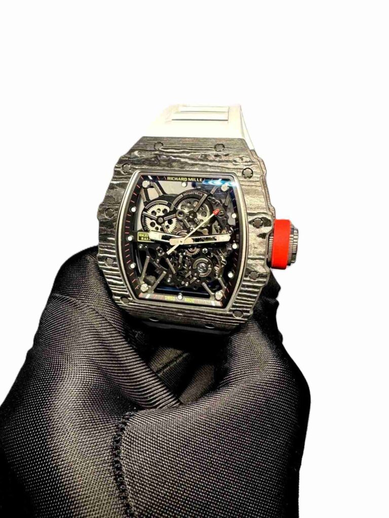 Richard Mille RM 35-02 Black watch with white rubber strap super clone 1:1 watches in Dubai