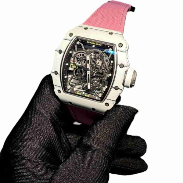 Richard Mille RM 35-01 white watch with pink velcro strap super clone 1:1 watches in Dubai