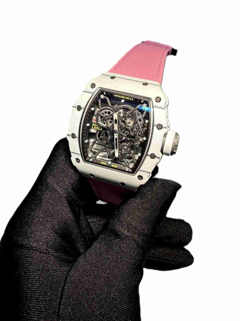 Richard Mille RM 35-01 white watch with pink velcro strap super clone 1:1 watches in Dubai