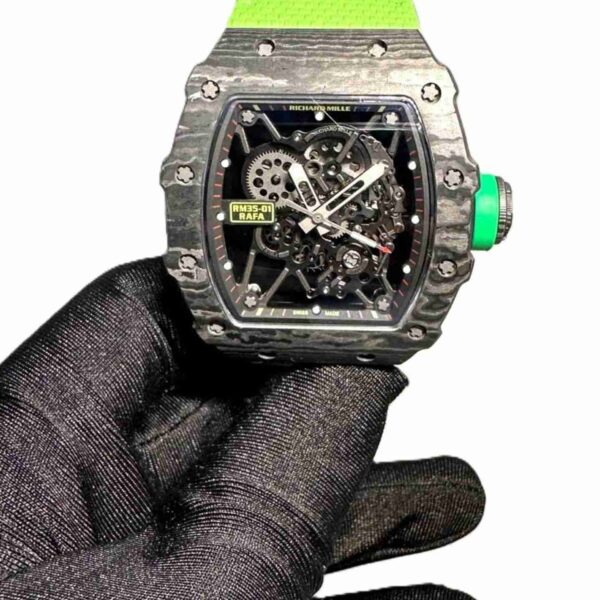 Richard Mille RM 35-01 Black watch with green velcro strap super clone 1:1 watches in Dubai