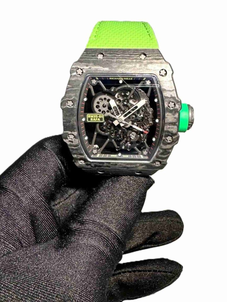Richard Mille RM 35-01 Black watch with green velcro strap super clone 1:1 watches in Dubai