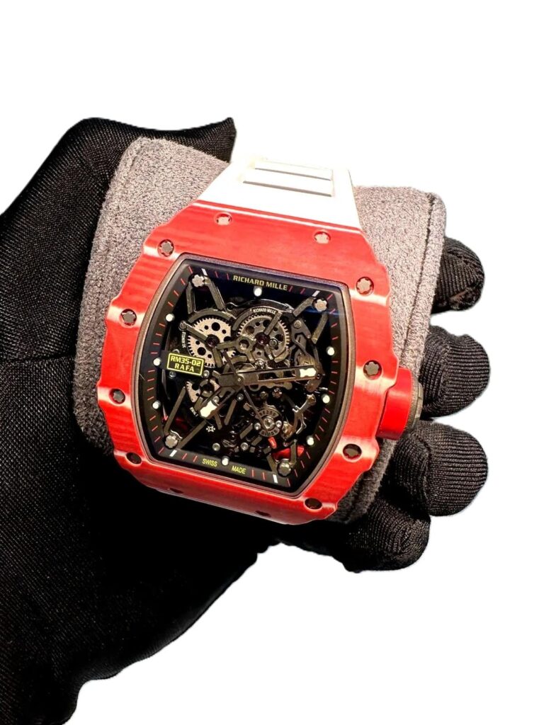 Richard Mille RM 35-02 Red with white strap slim super clone watch