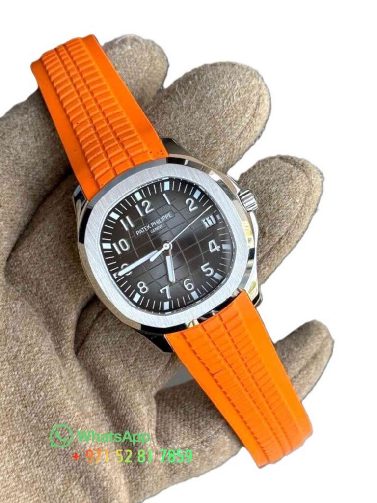 Patek Philippe Aquanaut 5167a BLACK DIAL ORANGE STRAP SUPER CLONE WATCHES DUBAI