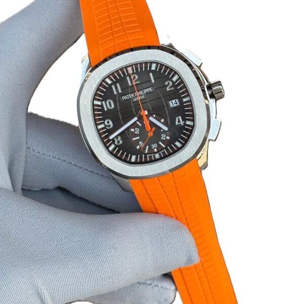 Patek Philippe Aquanaut Chronograph Black Dial Orange strap Complete Working SUPER CLONE WATCH