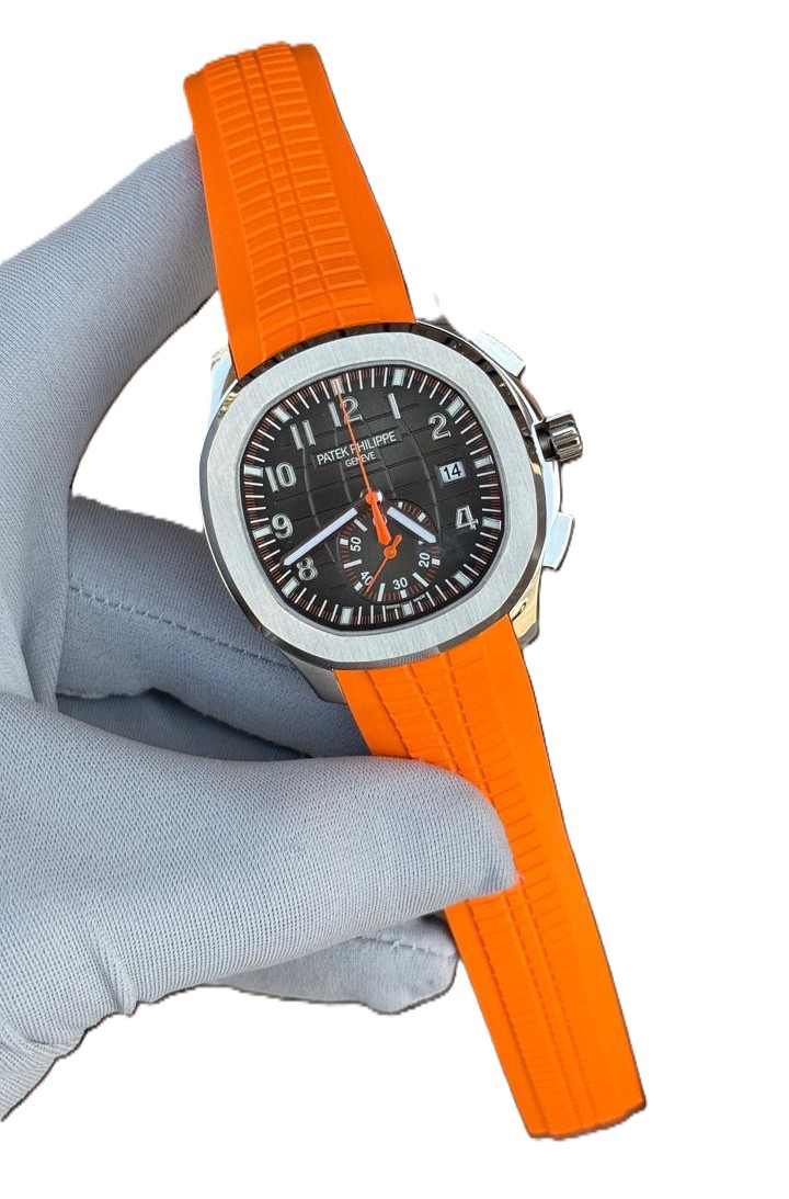 Patek Philippe Aquanaut Chronograph Black Dial Orange strap Complete Working SUPER CLONE WATCH