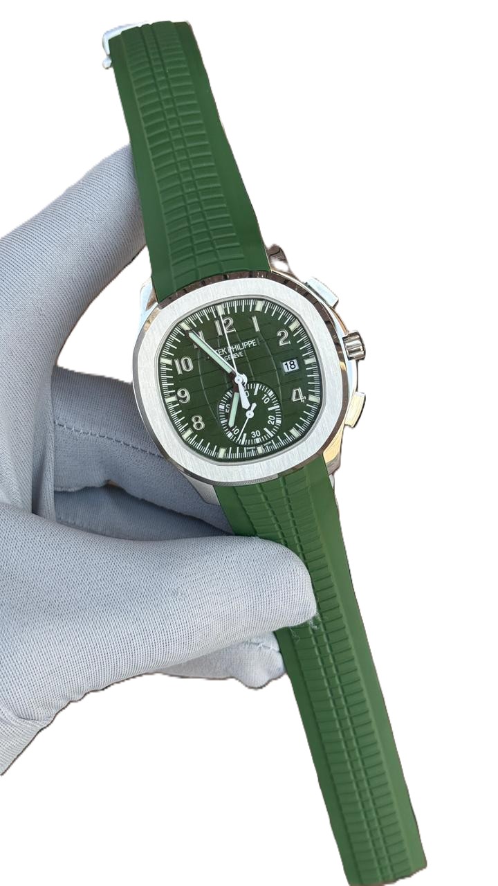 Patek Philippe Aquanaut Chronograph Green Dial Green strap Complete Working SUPER CLONE WATCH